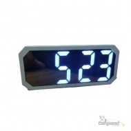 Relógio Digital Led Branco Espelhado Temperatura Despertador